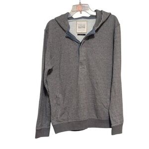 Jack Jones Hooded Sweatshirt Button Up V Neck Fleece Long Sleeve with Pockets